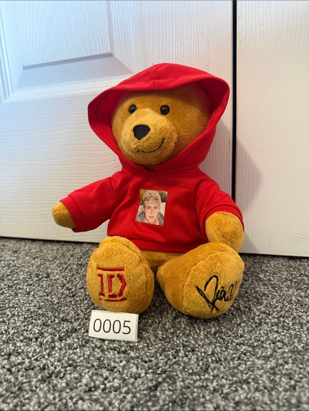 1D Niall Horan Vintage 2012 Collectible Bear w/ Red Picture Hoodie